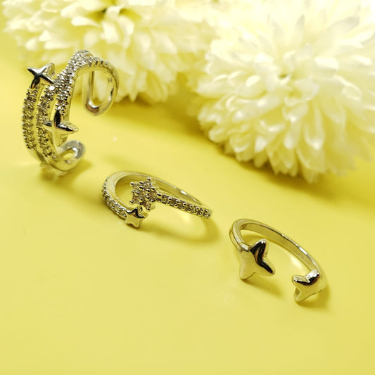 Zircon Stars Rings Set Of 3