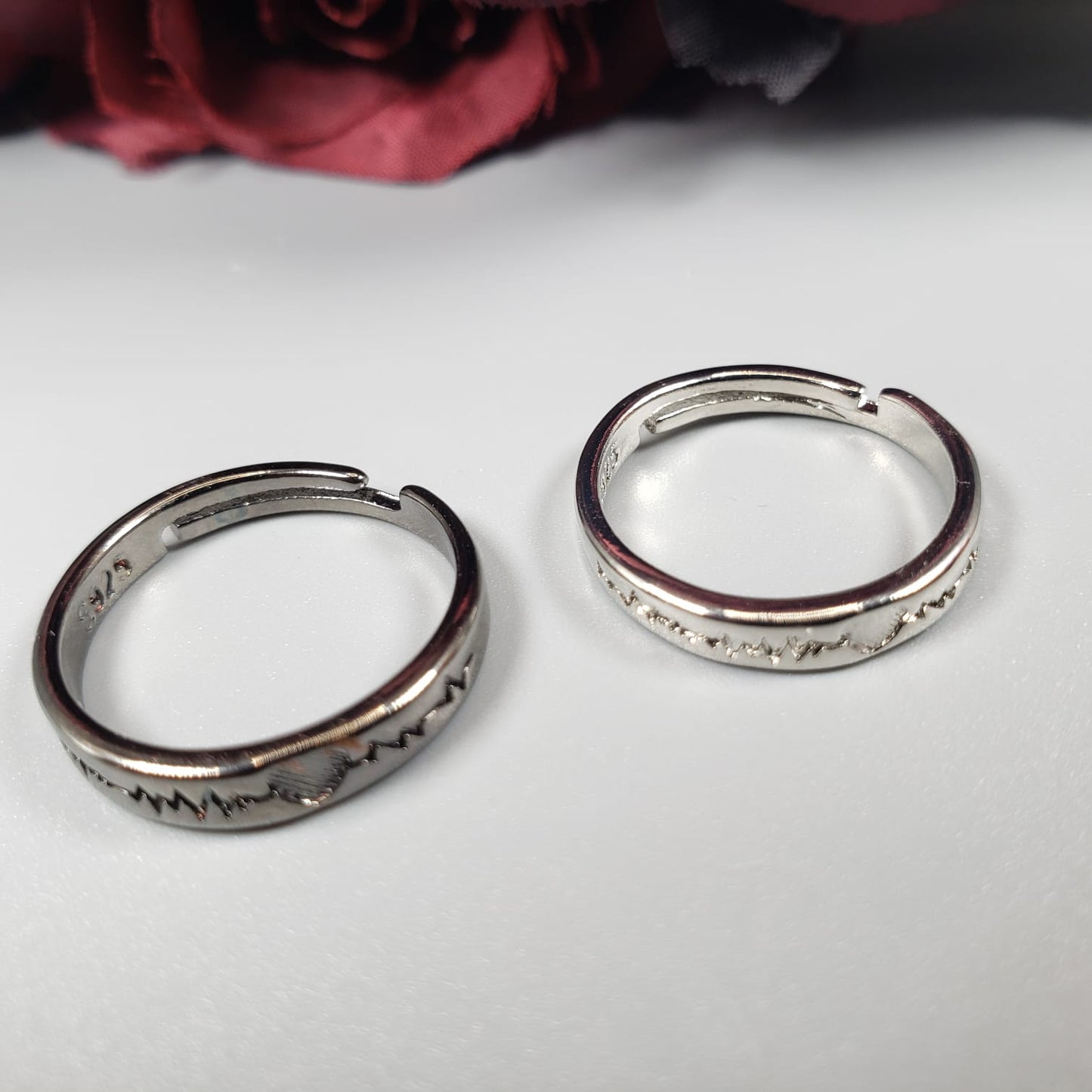 Black & Silver ECG Couple Rings
