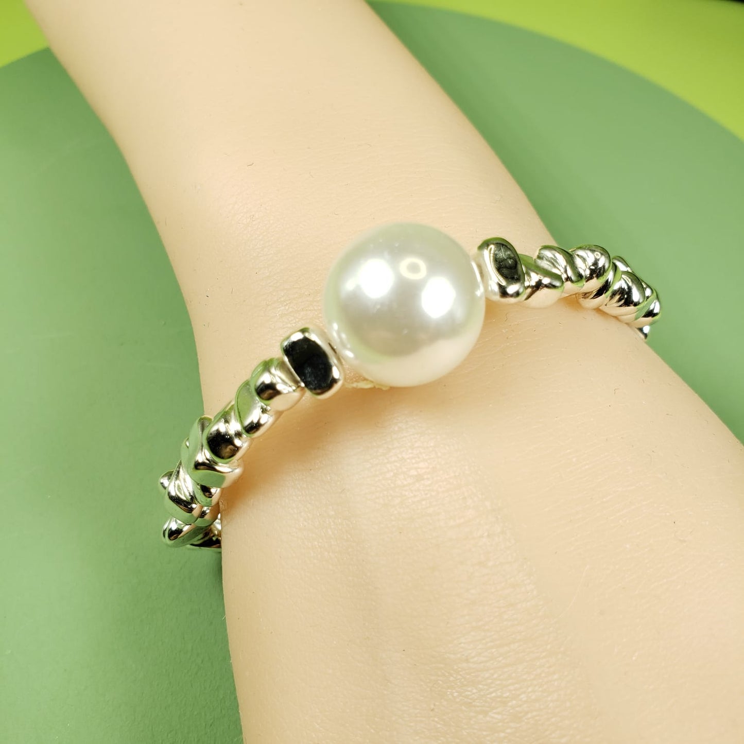 Silver Pearl Beaded Bracelets (BBE 6209)
