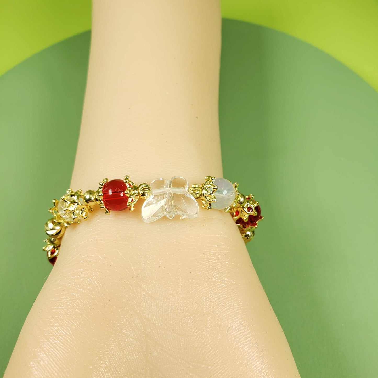 Red Quartz Beaded Bracelet (BBE 6215)