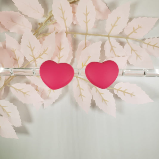Rose Red Small Heart Stud Earrings (ESE 1019)
