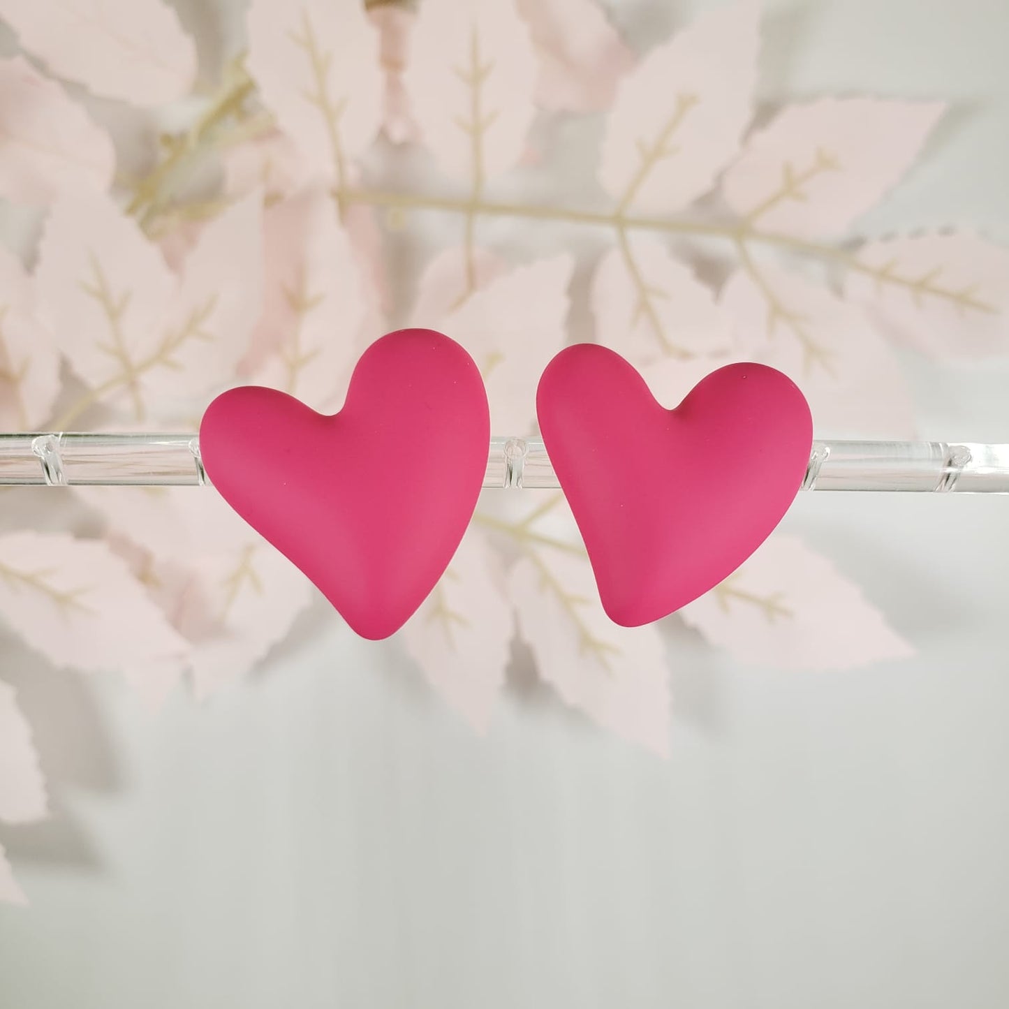 Rose Red Heart Stud Earrings (ESE 1018)