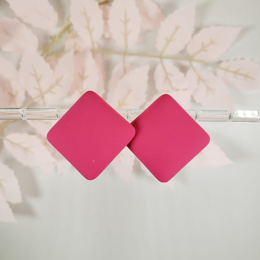 Rose Red Square Stud Earrings (ESE 1022)