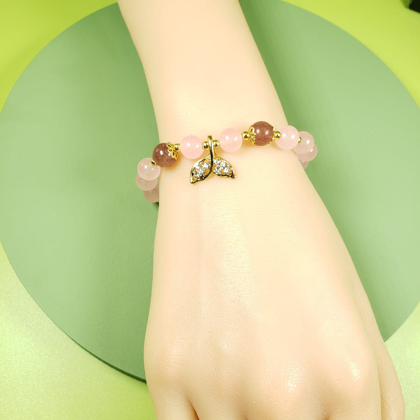 Pink Crystal Beaded Bracelet (BBE 6216)