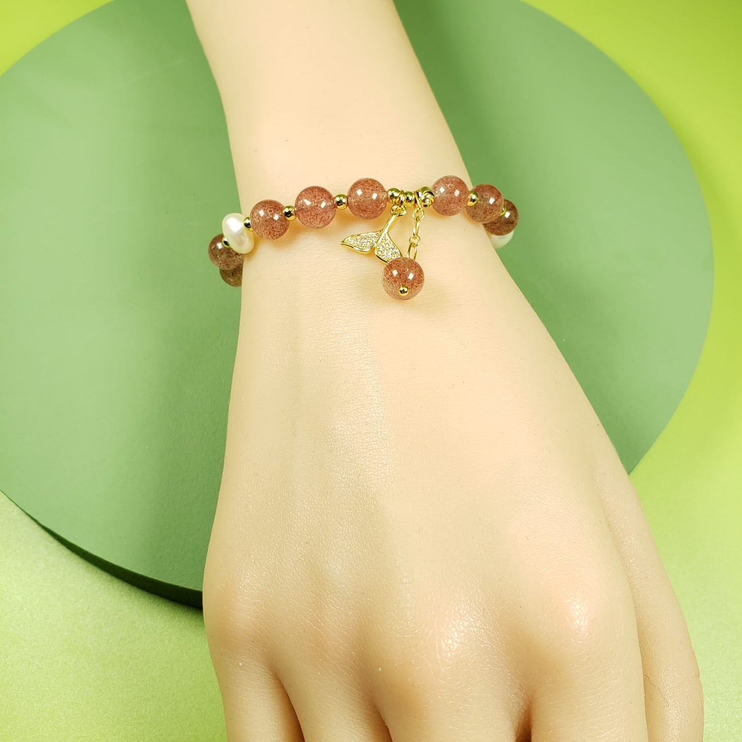 Strawberry Crystal Fishtail Beaded Bracelets (BBE 6201)