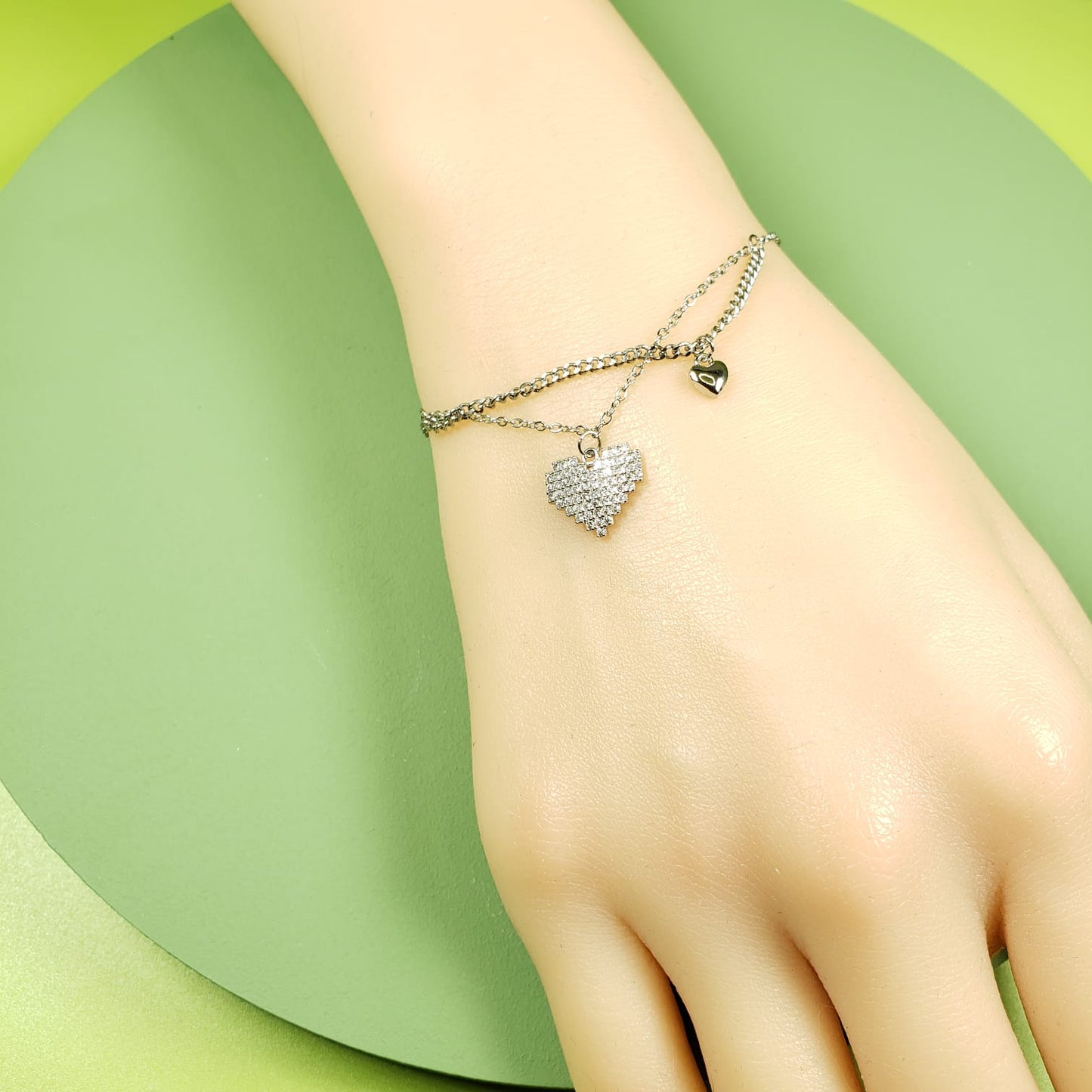 Double Heart Chain Bracelets (BC 7203)