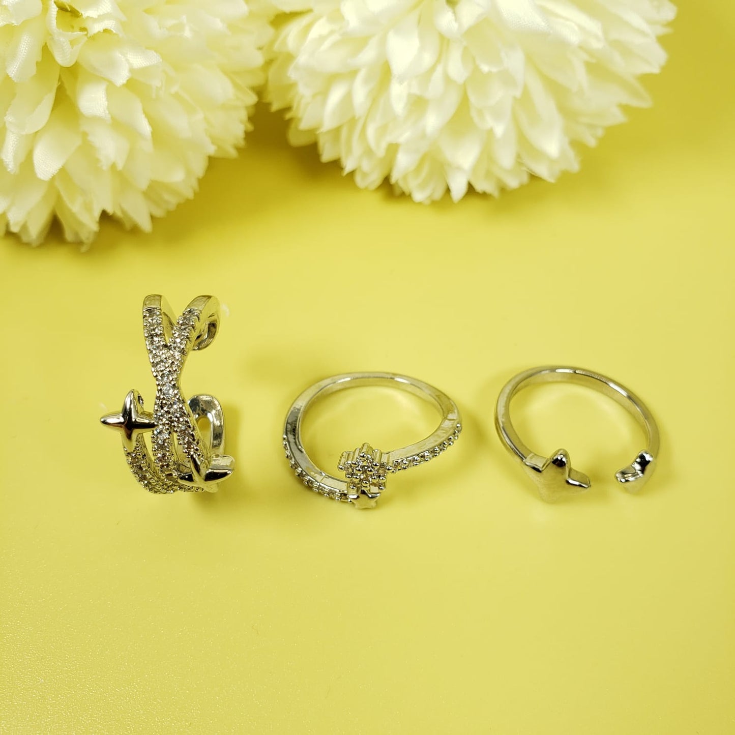 Zircon Stars Rings Set Of 3