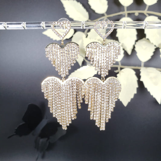 Heart Shape Tassel Dangle Earrings (EDE 2330)