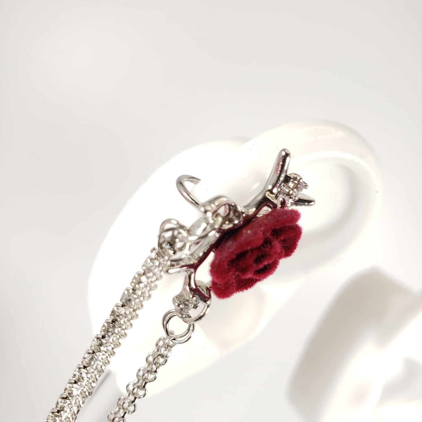 Flannel Red Rose Ear Cuff (EEC 1025)
