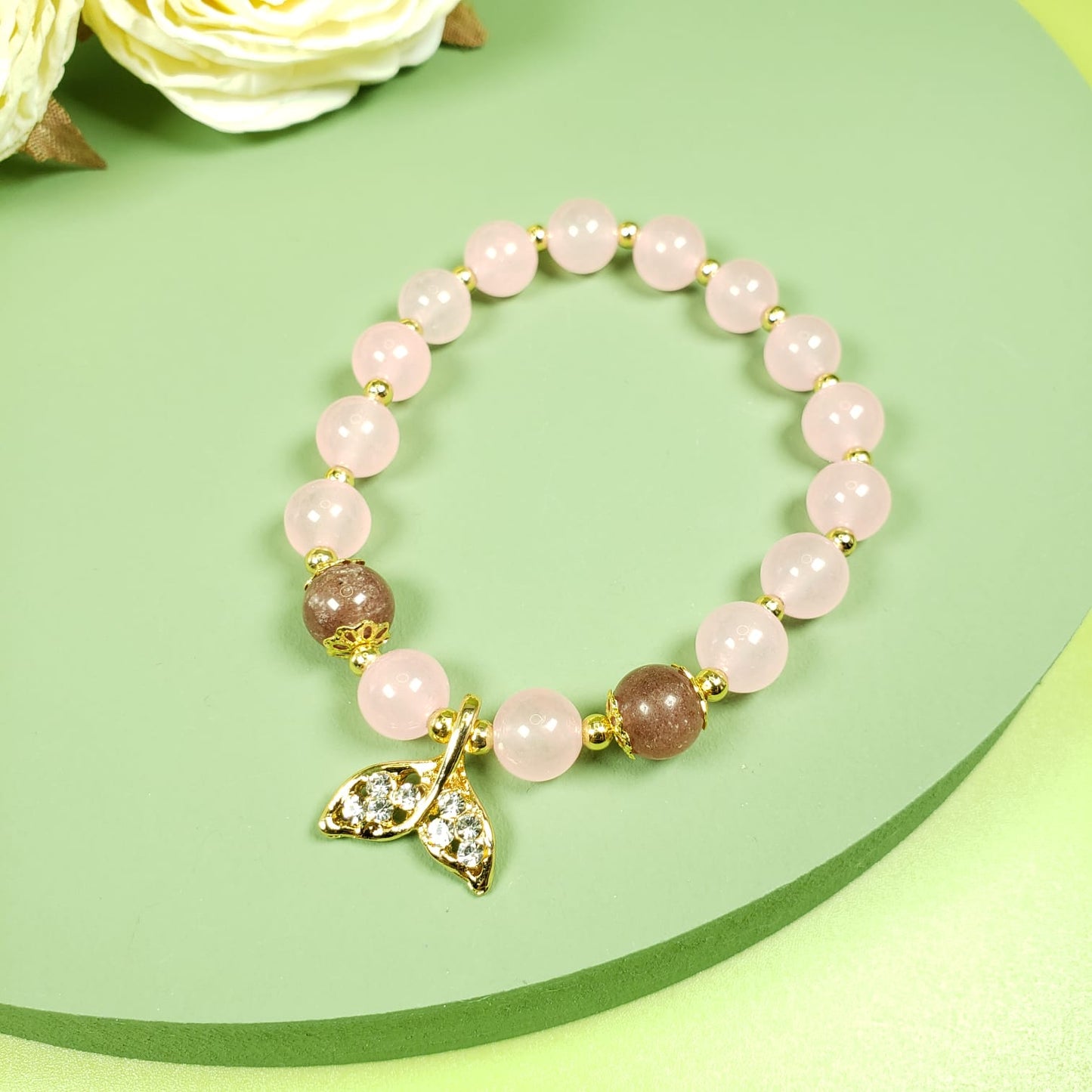 Pink Crystal Beaded Bracelet (BBE 6216)