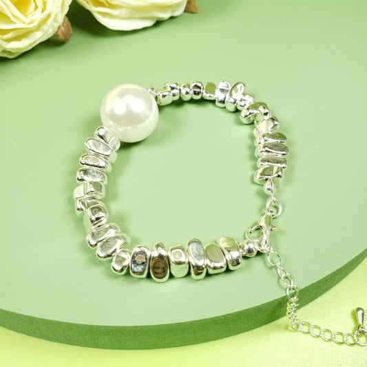 Silver Pearl Beaded Bracelets (BBE 6209)