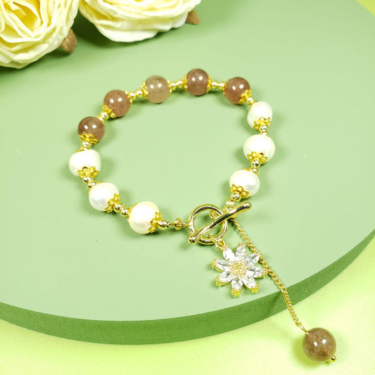 Strawberry Crystal Love Pearl Beaded Bracelets (BBE 6207)