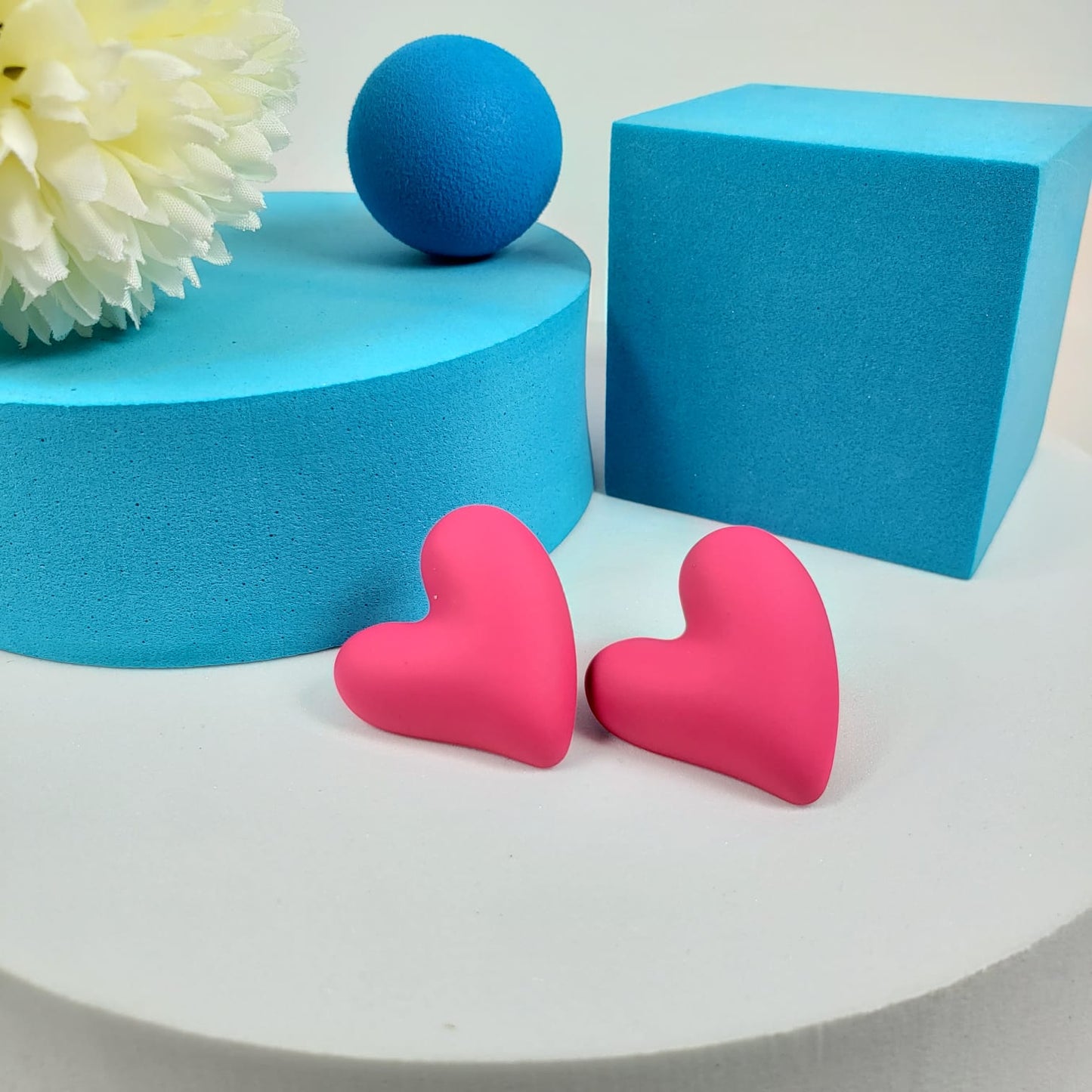 Rose Red Heart Stud Earrings (ESE 1018)