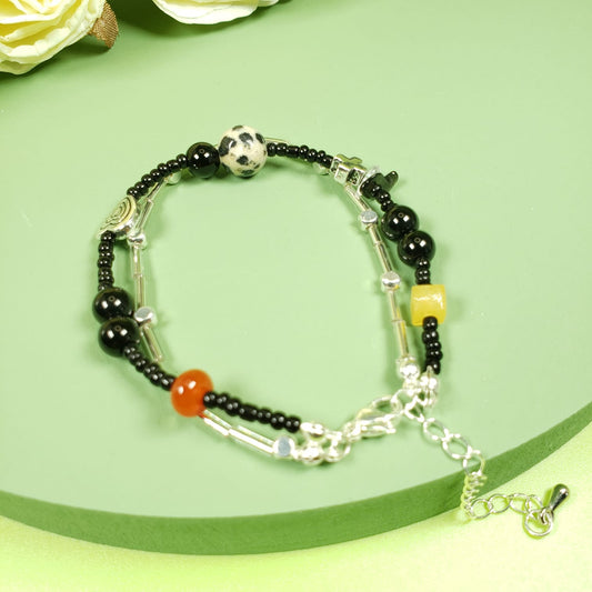 Simple Double Heart Beaded Bracelets (BBE 6206)