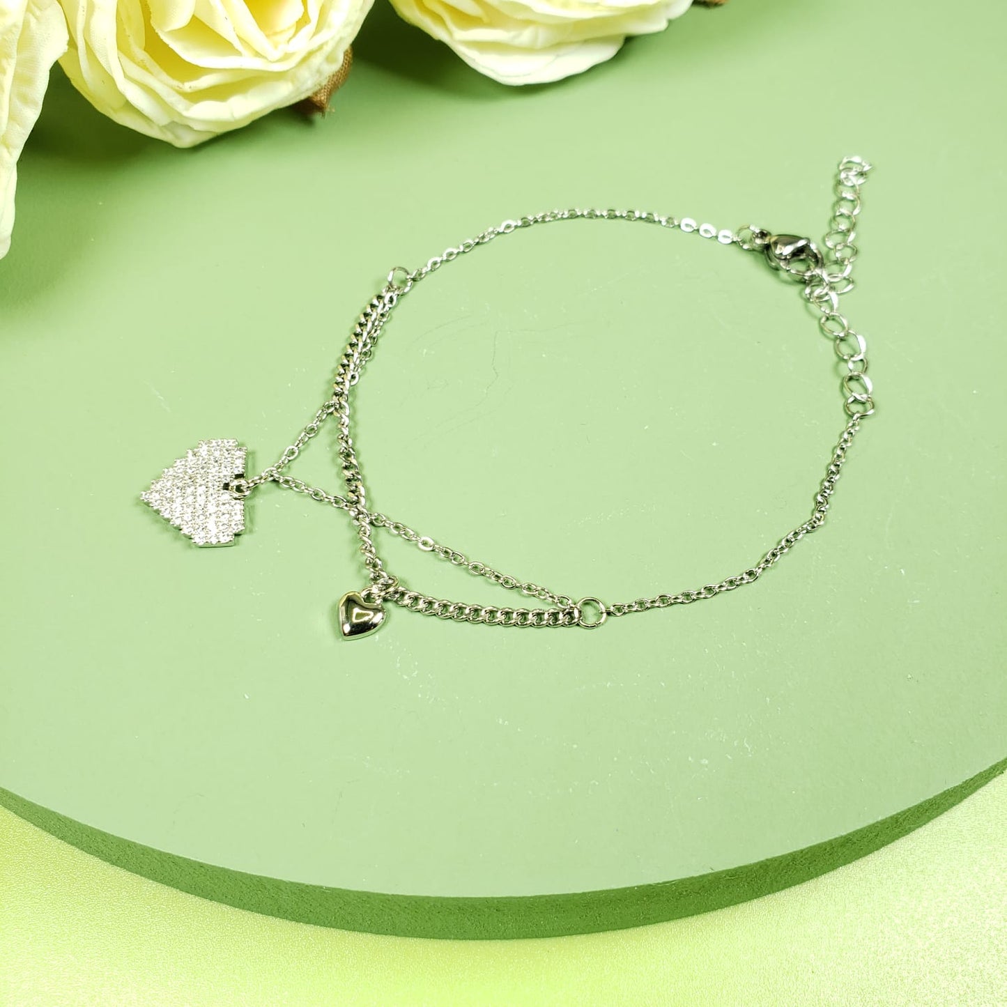 Double Heart Chain Bracelets (BC 7203)