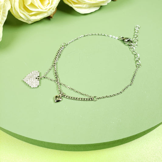 Double Heart Chain Bracelets (BC 7203)