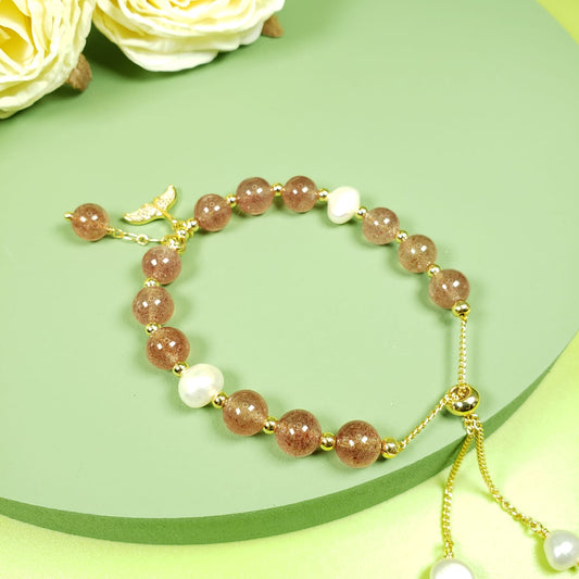 Strawberry Crystal Fishtail Beaded Bracelets (BBE 6201)