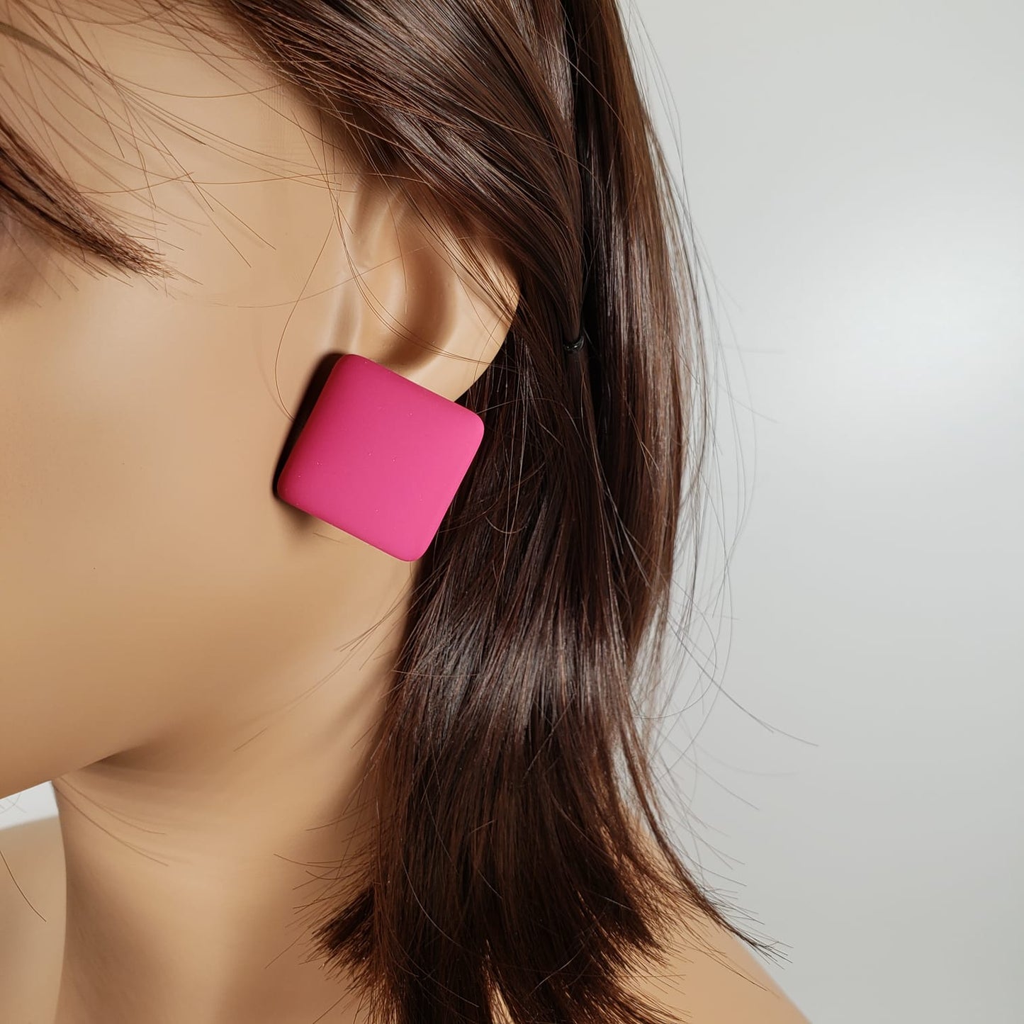 Rose Red Square Stud Earrings (ESE 1022)