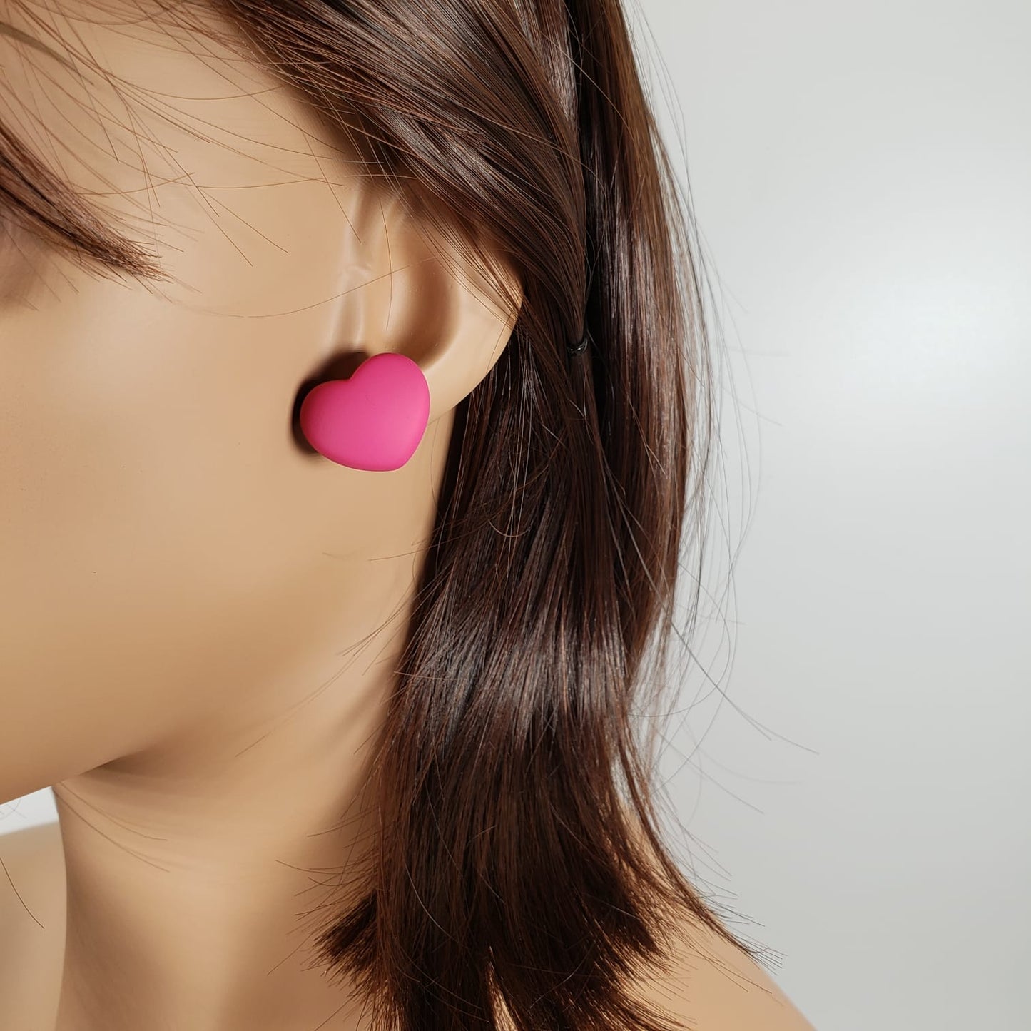 Rose Red Small Heart Stud Earrings (ESE 1019)