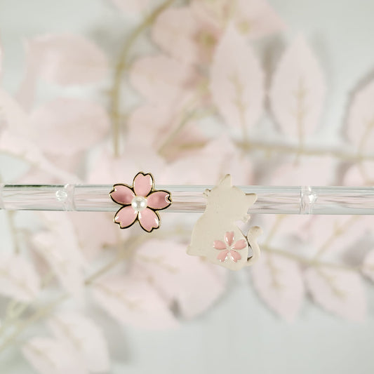 Cat And Flower Stud Earrings (ESE 1023)