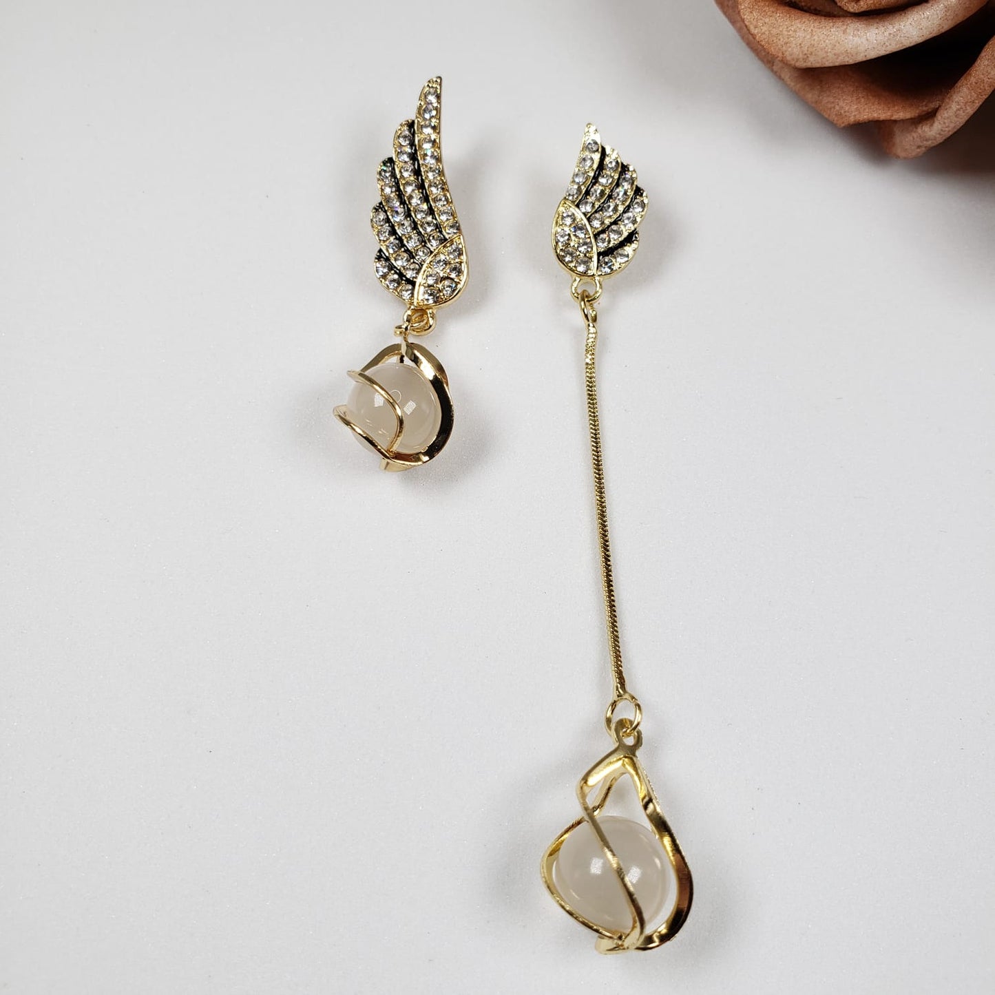 Feather Collection Opal Dangle Earrings (EDE 2306)
