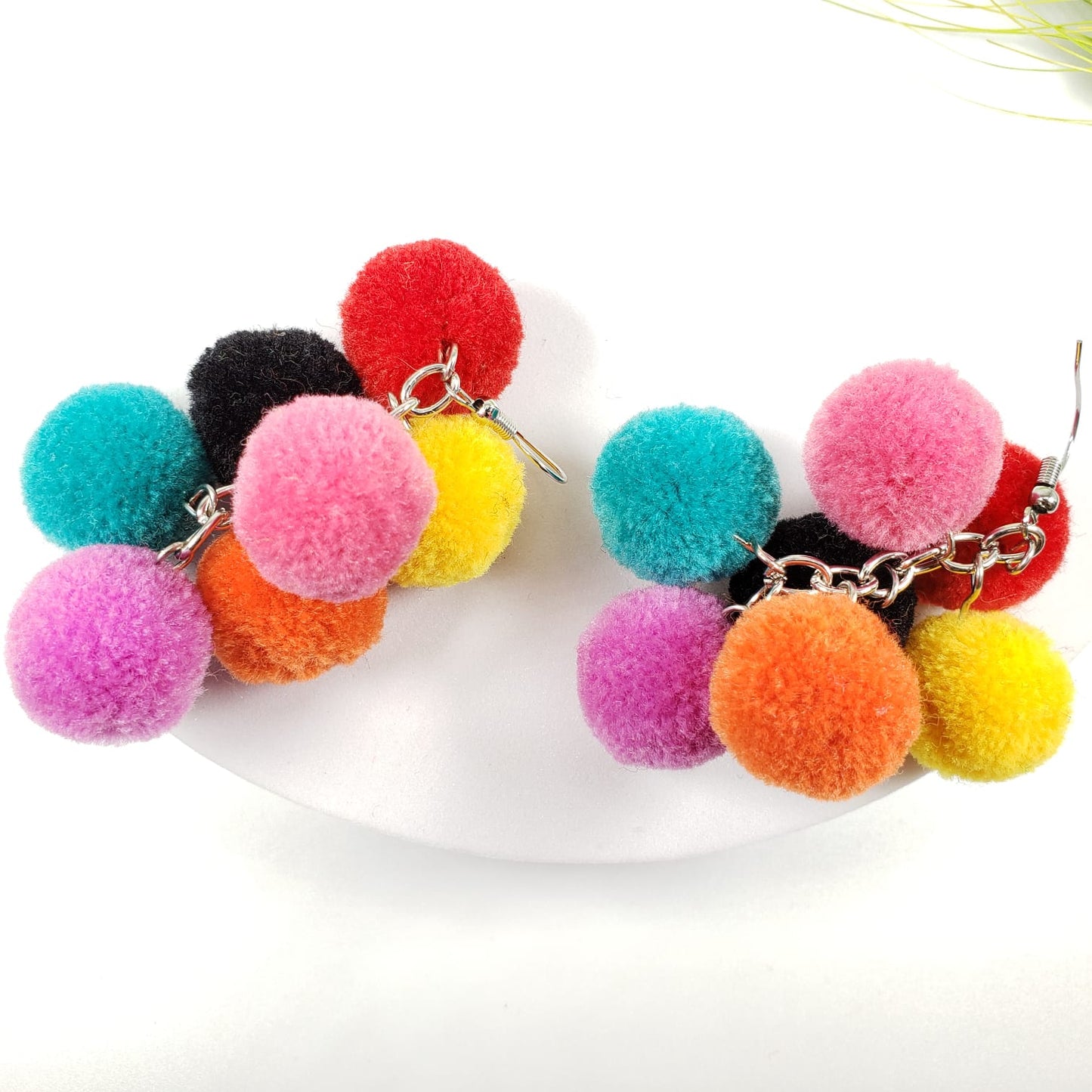 Multicolour Flannel Hook Earrings (EHE 3113)