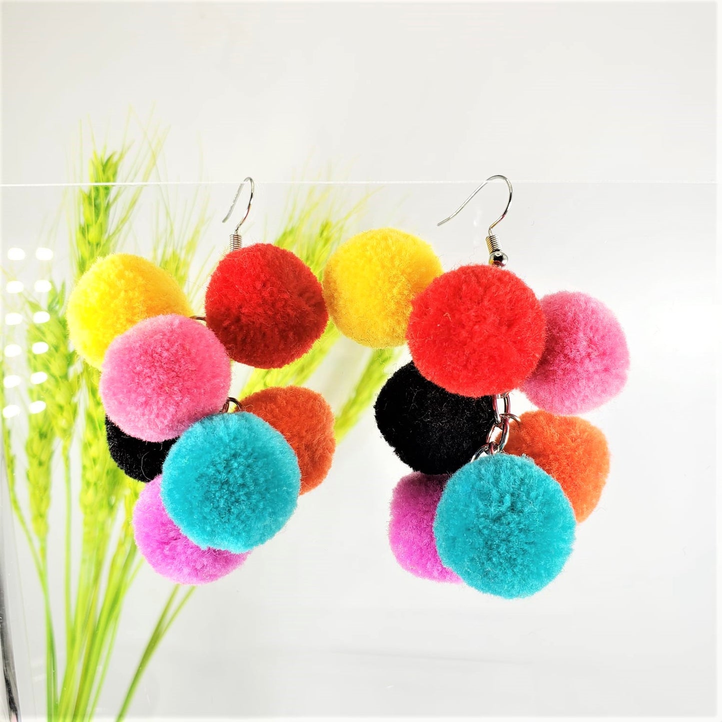 Multicolour Flannel Hook Earrings (EHE 3113)