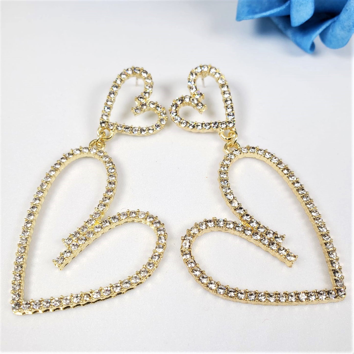 Luxury Bling Heart Dangle Earrings (EDE 2313)