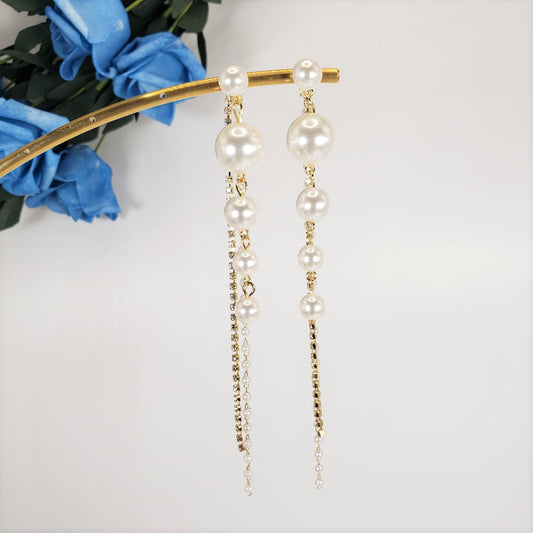 Pearl Tassel Two Ways Dangle Earrings (EDE 2321)