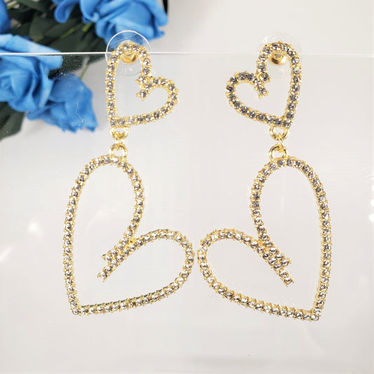 Luxury Bling Heart Dangle Earrings (EDE 2313)