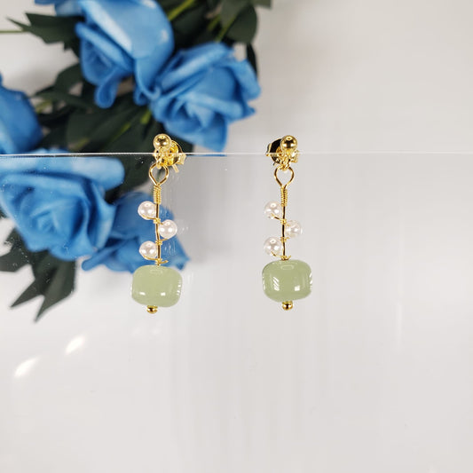 Nephrite Dangle Earrings (EDE 2317)