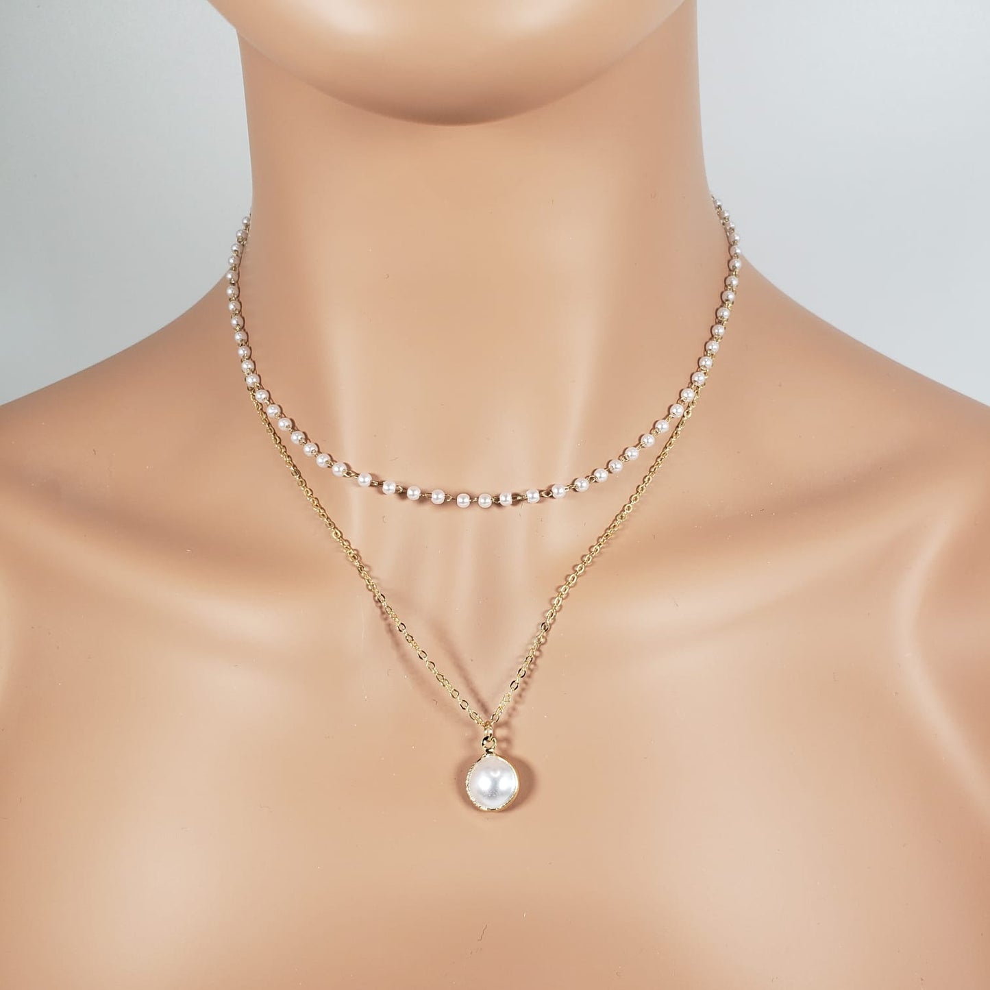 Pearl Double Layer Collar Necklace (CON 4005)
