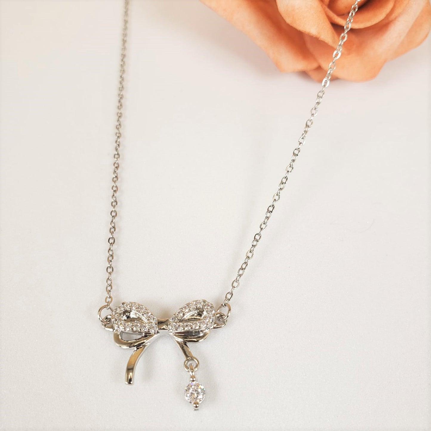 Elegant Zircon Bowtie Princess Necklace (PRN 3003)