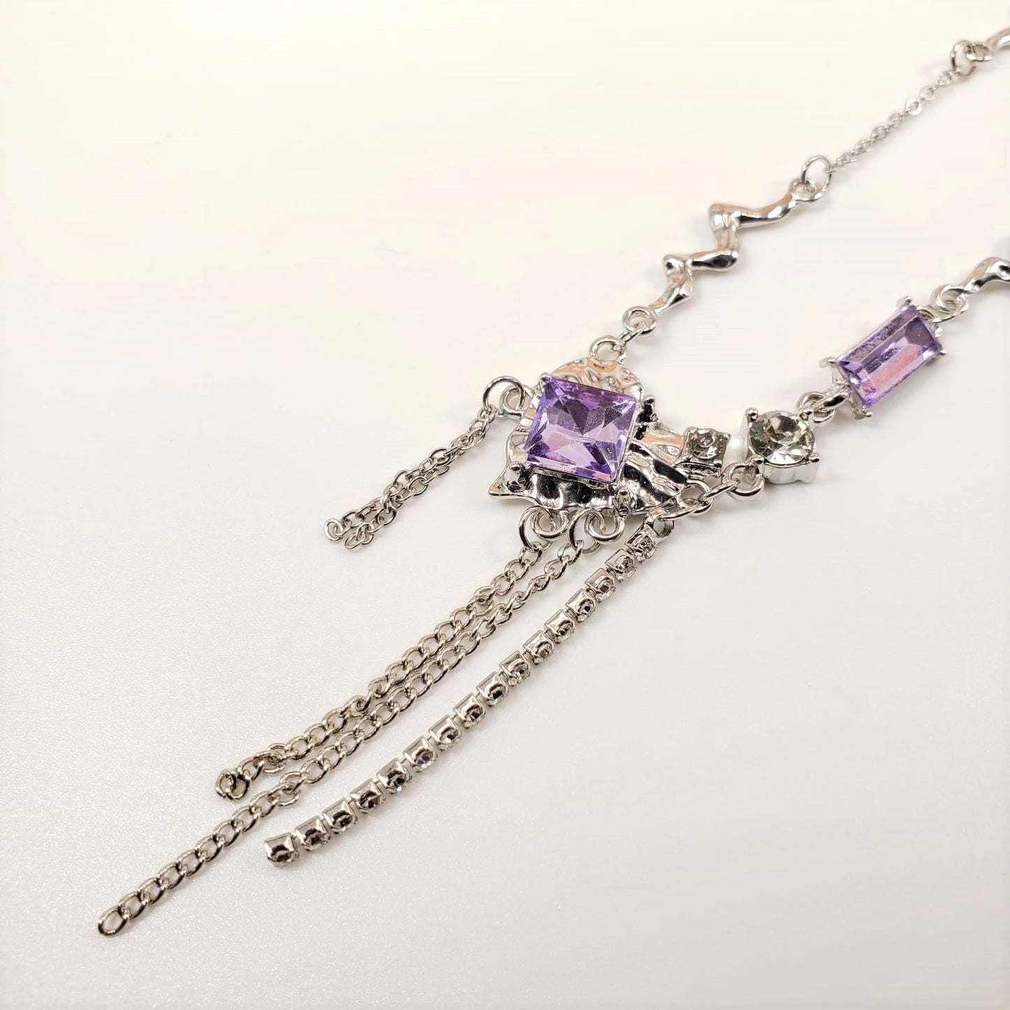 Amerthyst Tassel Collar Necklace (CON 4012)