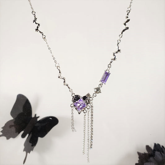 Amerthyst Tassel Collar Necklace (CON 4012)