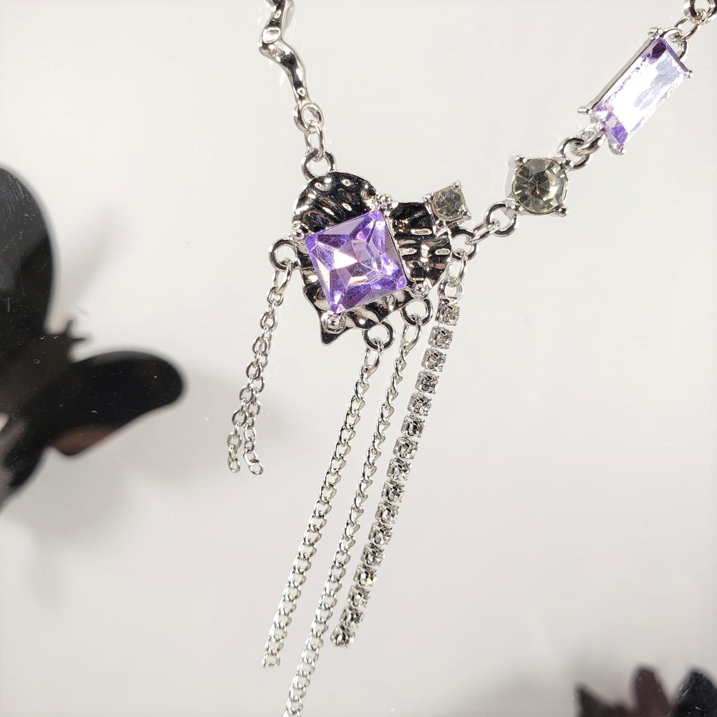 Amerthyst Tassel Collar Necklace (CON 4012)