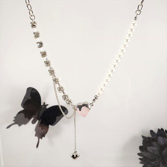 Rose Quartz Heart-Shape Princess Necklace (PRN 3010)