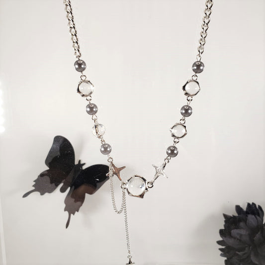 Moonstone Tassel Collar Necklace (CON 4011)