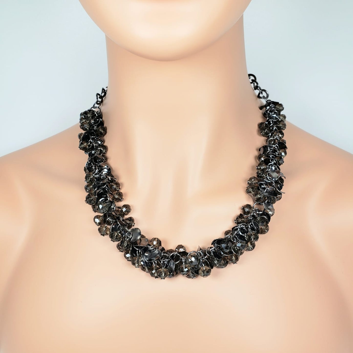 Crystal Grey Matinee Necklace (MAN 8008)