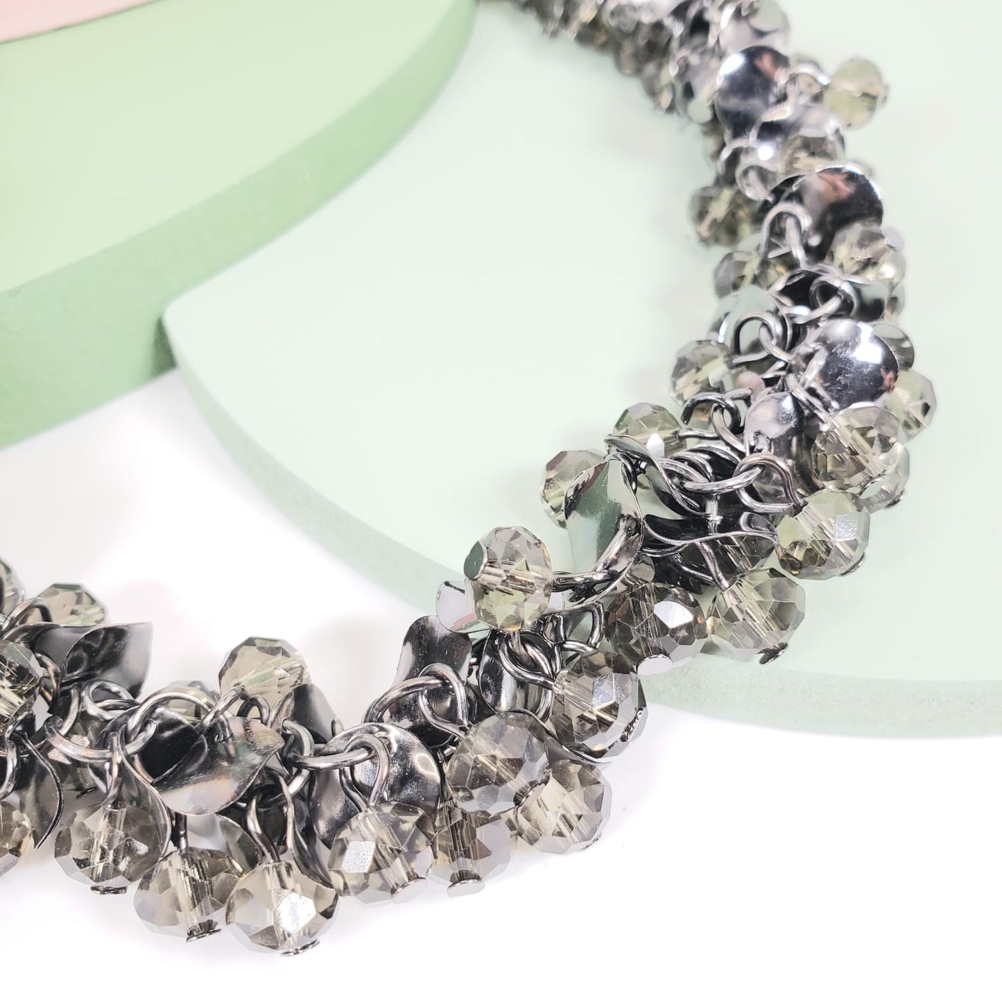 Crystal Grey Matinee Necklace (MAN 8008)