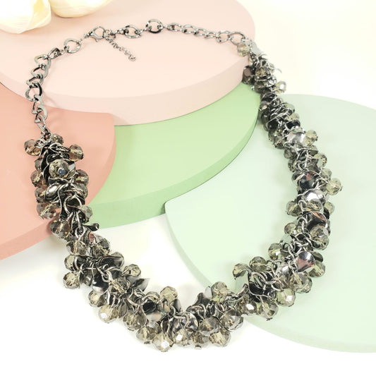 Crystal Grey Matinee Necklace (MAN 8008)