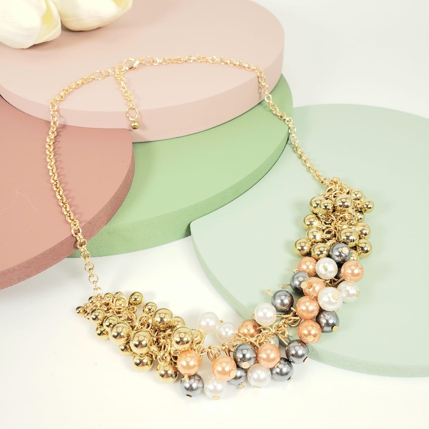 Multicolour Bunch Of Pearl Matinee Necklace (MAN 8003)