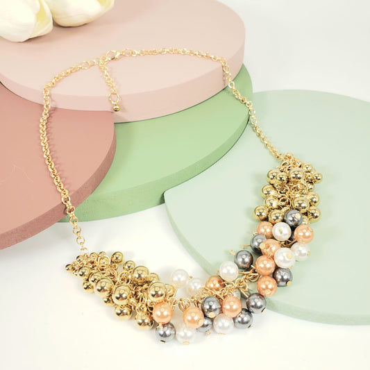 Multicolour Bunch Of Pearl Matinee Necklace (MAN 8003)