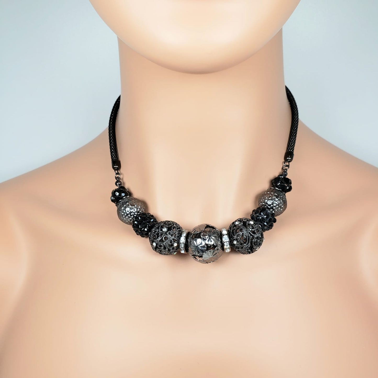 Hollow Gemstone Ball Princess Necklace (PRN 3014)