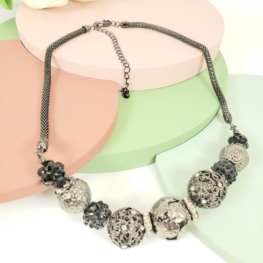 Hollow Gemstone Ball Princess Necklace (PRN 3014)