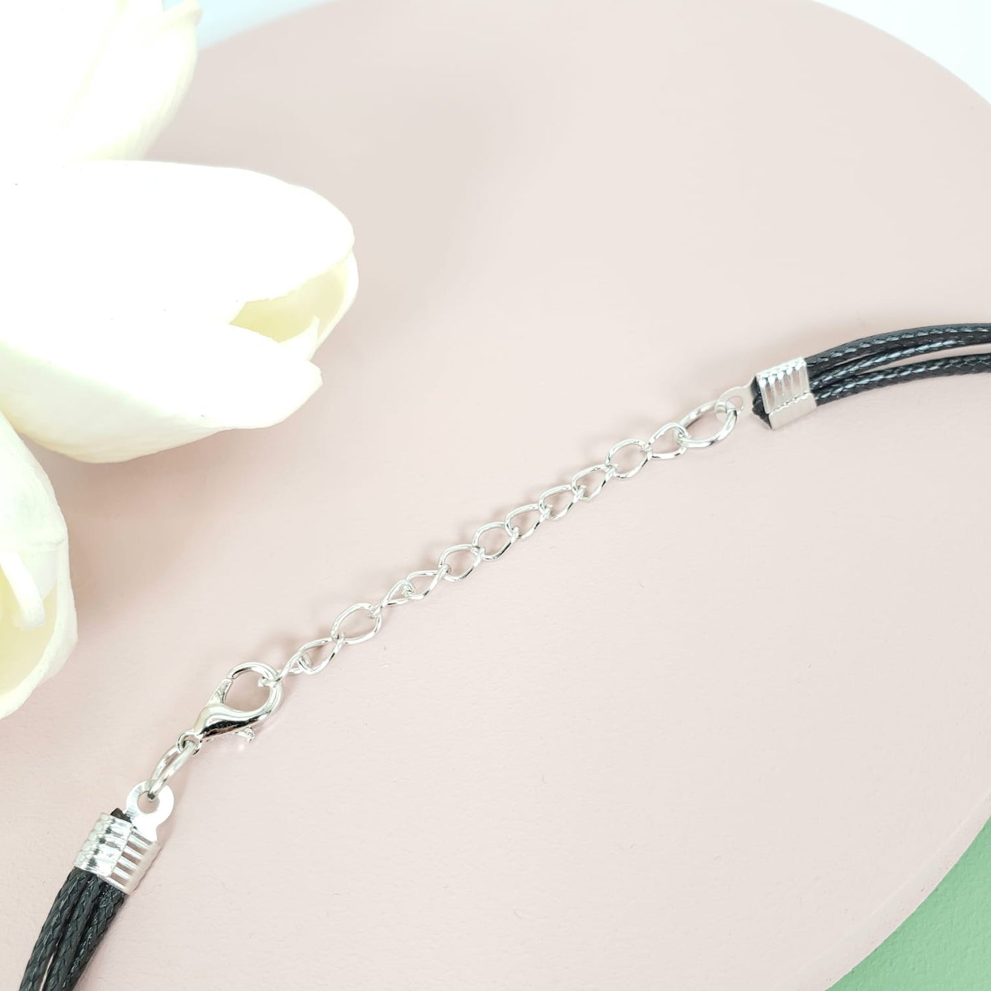 Crystal Strip Leather Rope Matinee Necklace (MAN 8007)