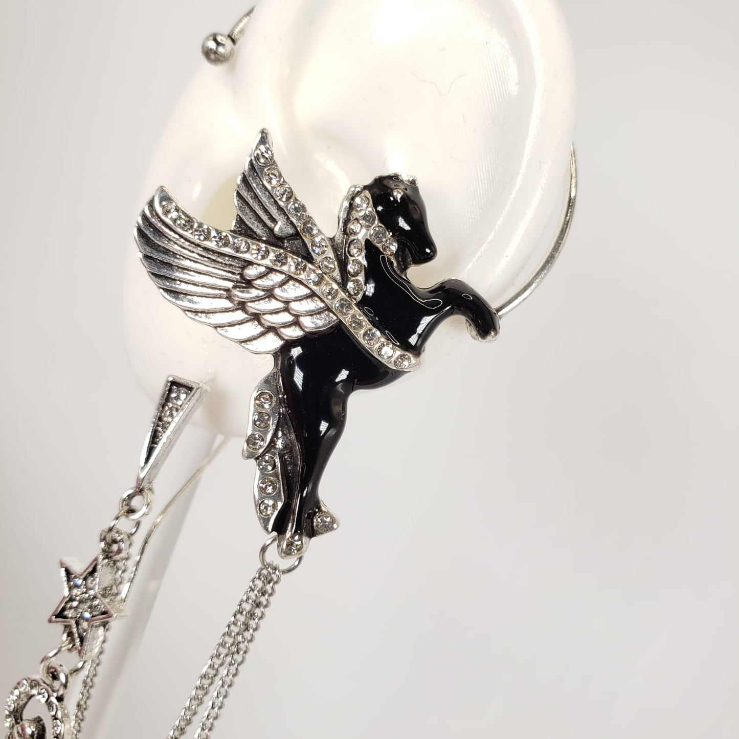 Pegasus Ear Cuff & Antique Clock Hook Earrings (EEC 1013)