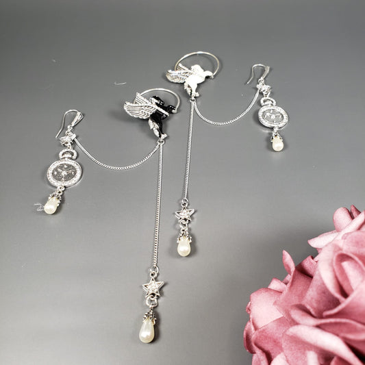 Pegasus Ear Cuff & Antique Clock Hook Earrings (EEC 1013)