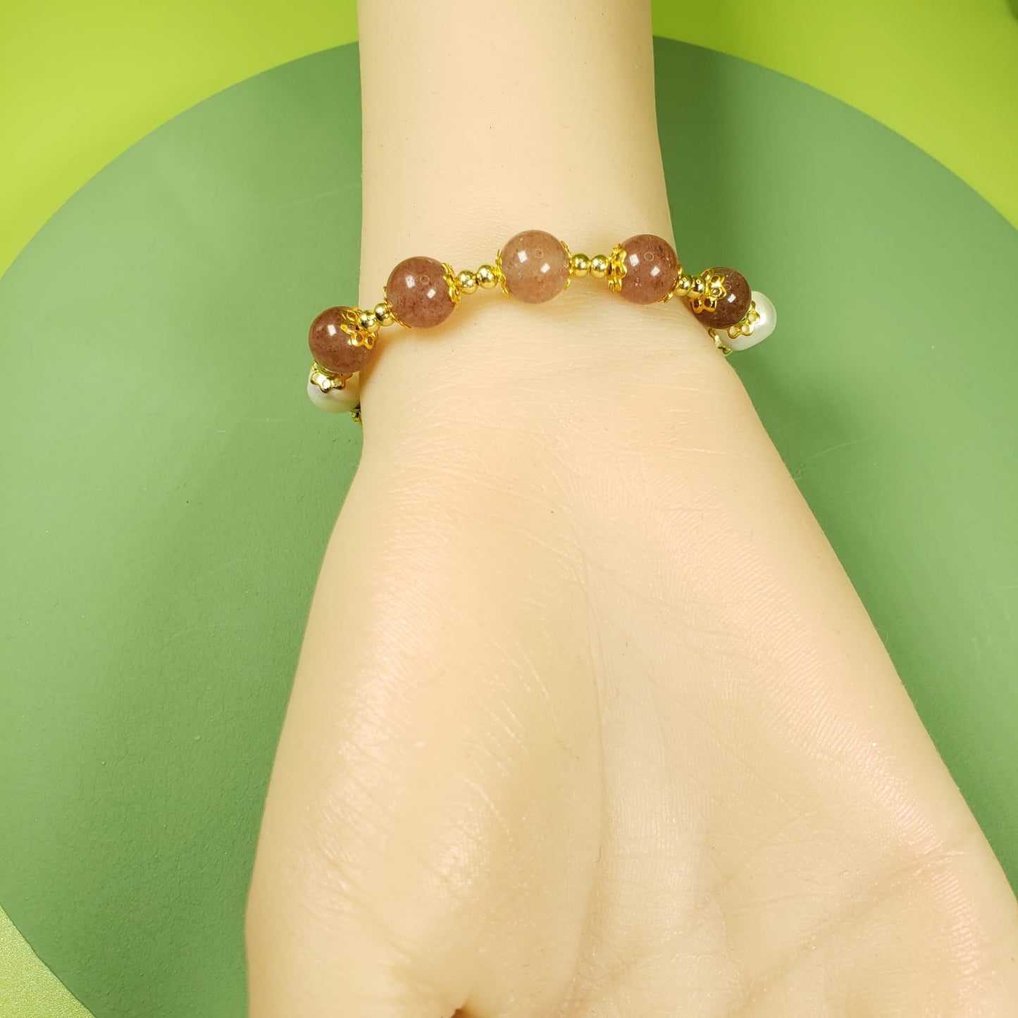 Strawberry Crystal Love Pearl Beaded Bracelets (BBE 6207)