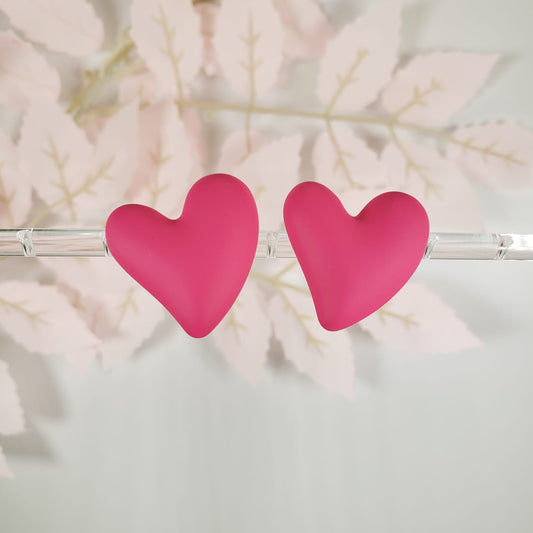 Rose Red Heart Stud Earrings (ESE 1018)